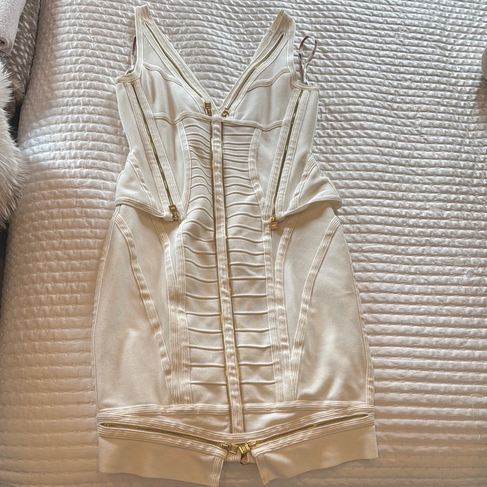 Herve Leger Cream Midi Dress